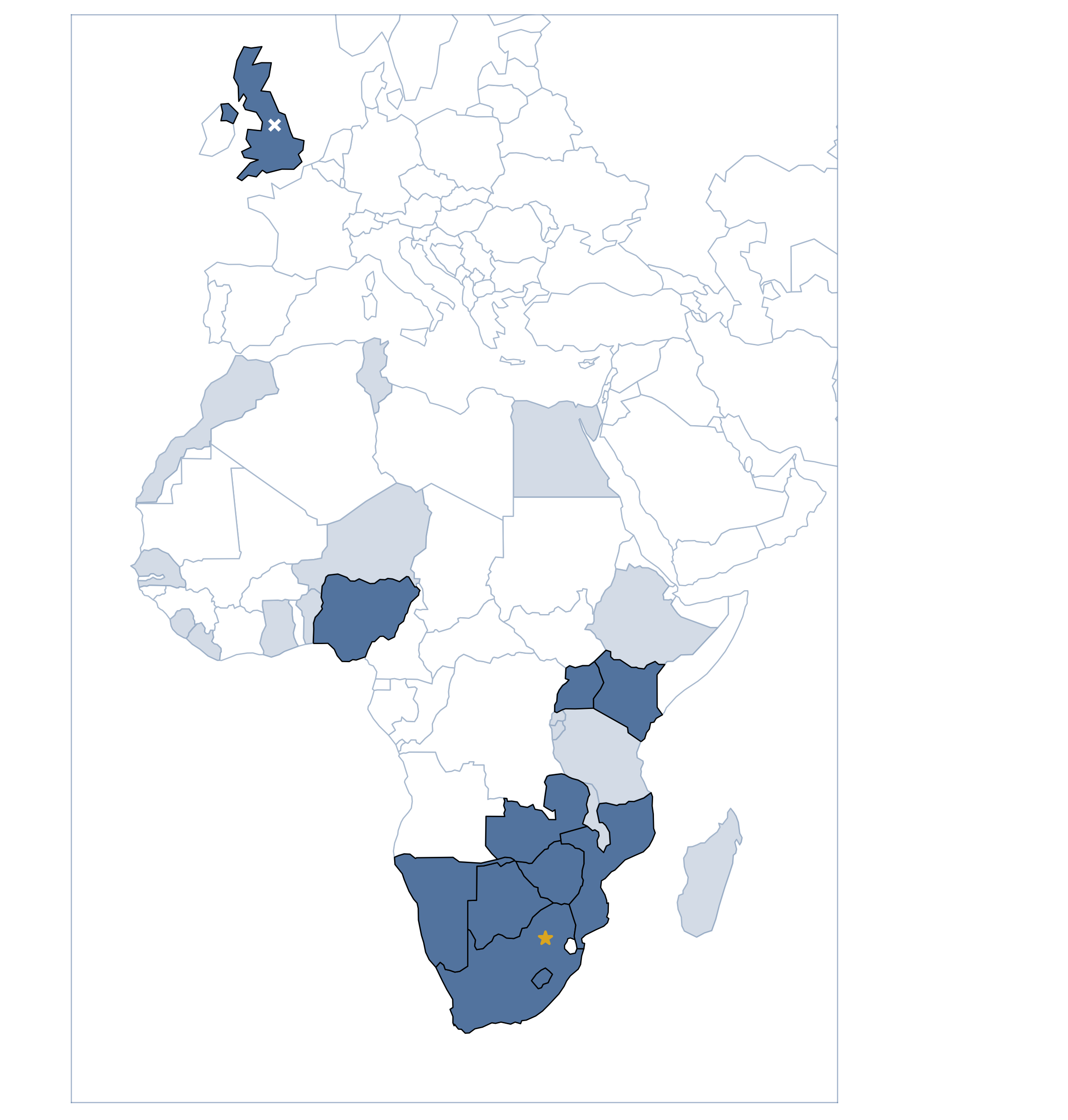 Map of the countries involved in the conference